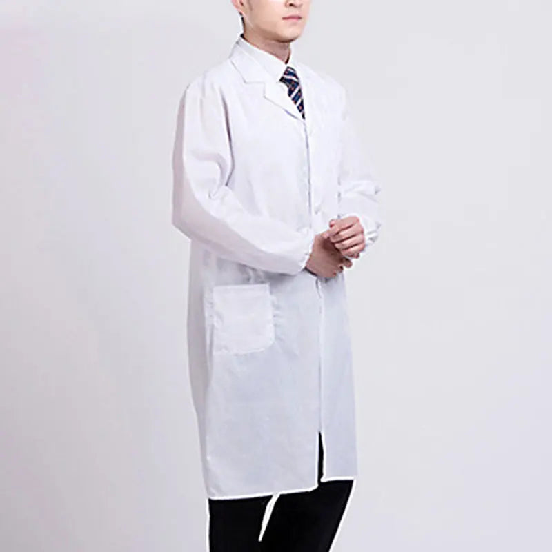 Jaleco ZAC Unisex manga comprida branco, enfermeira uniforme médico, médico túnica blusa