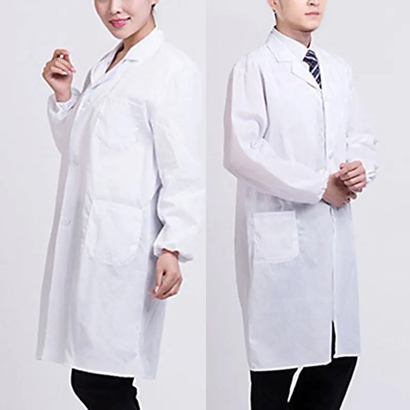 Jaleco ZAC Unisex manga comprida branco, enfermeira uniforme médico, médico túnica blusa