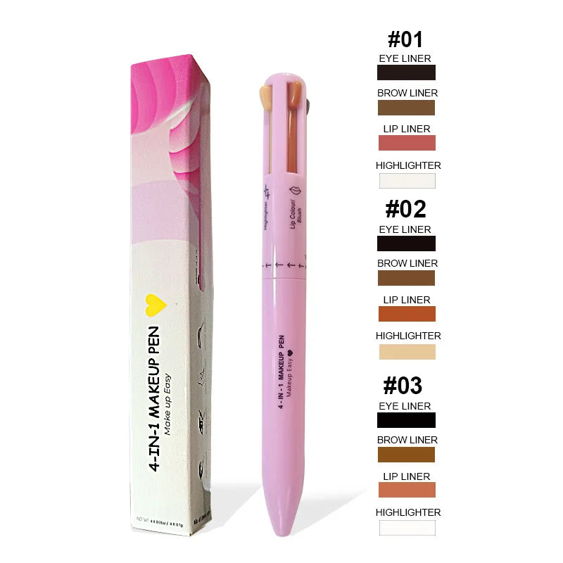 Lápis Delineador Lip Liner 4 em 1 Multi-efeito, Caneta Contorno de Sobrancelha, Longa Duração, Cosméticos Impermeáveis