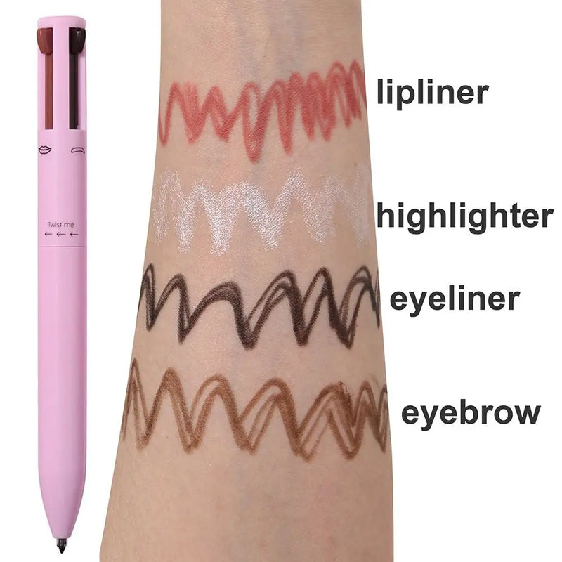 Lápis Delineador Lip Liner 4 em 1 Multi-efeito, Caneta Contorno de Sobrancelha, Longa Duração, Cosméticos Impermeáveis