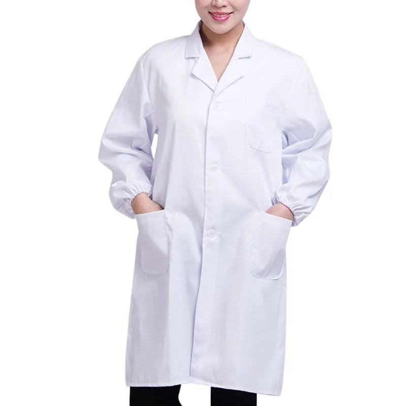 Jaleco ZAC Unisex manga comprida branco, enfermeira uniforme médico, médico túnica blusa