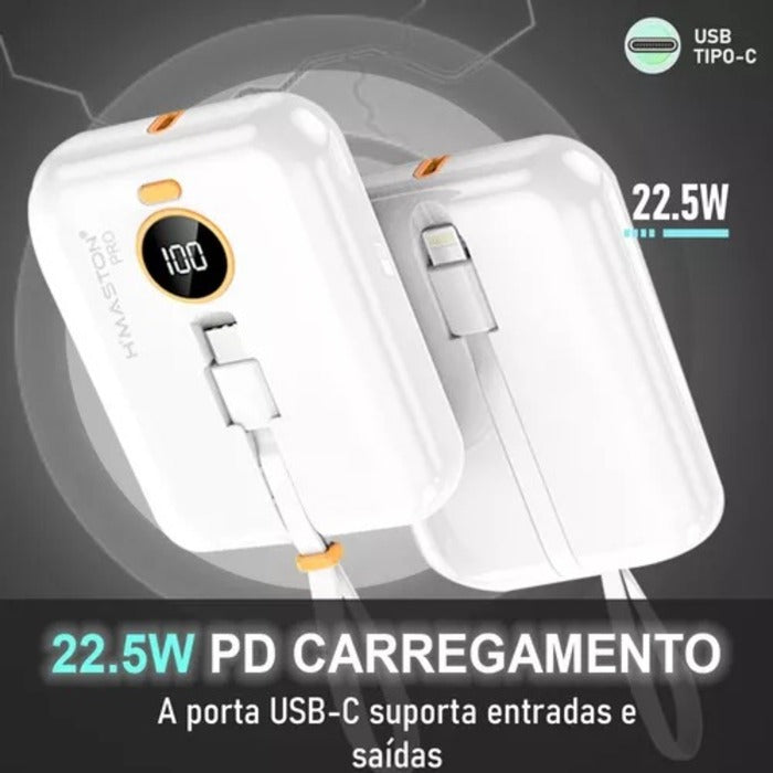 Carregador portátil Power Bank H'MASTON 10000mAh com visor digital